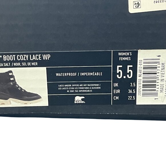 Sorel Women's Brex Cozy Lace Bootie Sneaker Black Size 5.5 - Picture 7 of 7